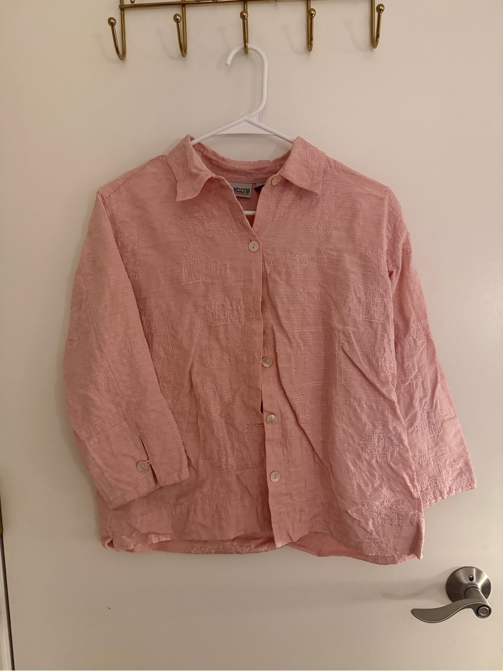Pink Textured Button-Up Shirt - Relaxed Fit
